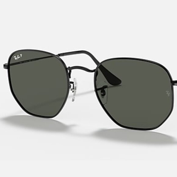 Ray-Ban RB3548N Hexagonal Sunglasses – Polished Black Frame, G-15 Green Lenses - Picture 1 of 3